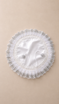 Linen & Cotton Bread Doily with Silver Lace Trim